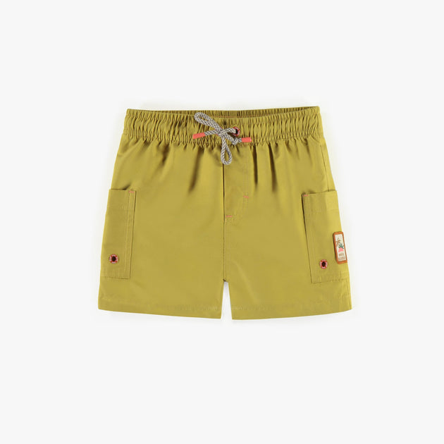 Light green swim short with pockets in polyester, child - Souris