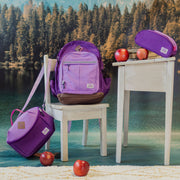 Sac à lunch mauve avec blocs de couleur, enfant || Purple color block lunch bag, child