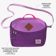 Sac à lunch mauve avec blocs de couleur, enfant || Purple color block lunch bag, child