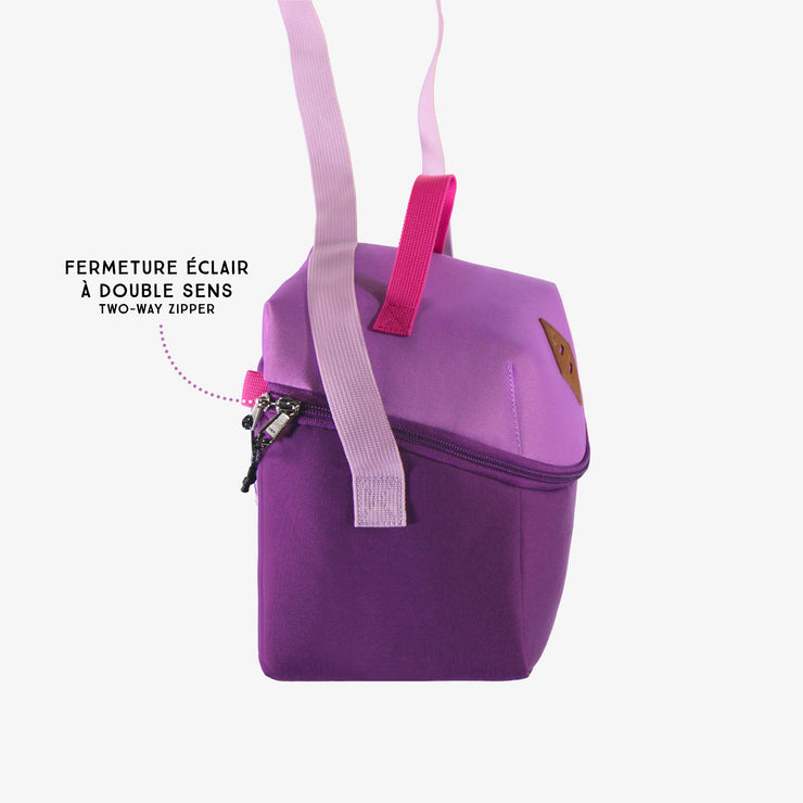 Sac à lunch mauve avec blocs de couleur, enfant || Purple color block lunch bag, child