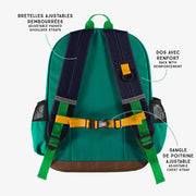 Sac d’école vert avec blocs de couleur - 16L, enfant || Green color-block school bag - 16L, child