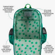 Sac d’école vert avec blocs de couleur - 16L, enfant || Green color-block school bag - 16L, child