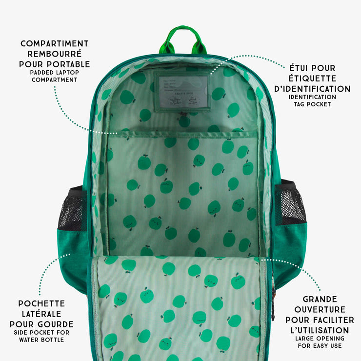 Sac d’école vert avec blocs de couleur - 16L, enfant || Green color-block school bag - 16L, child