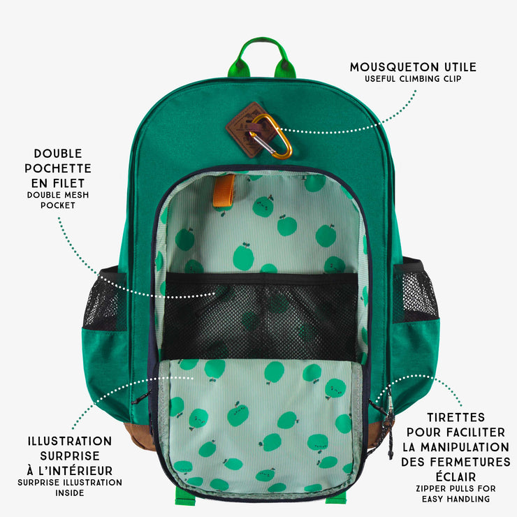 Sac d’école vert avec blocs de couleur - 16L, enfant || Green color-block school bag - 16L, child