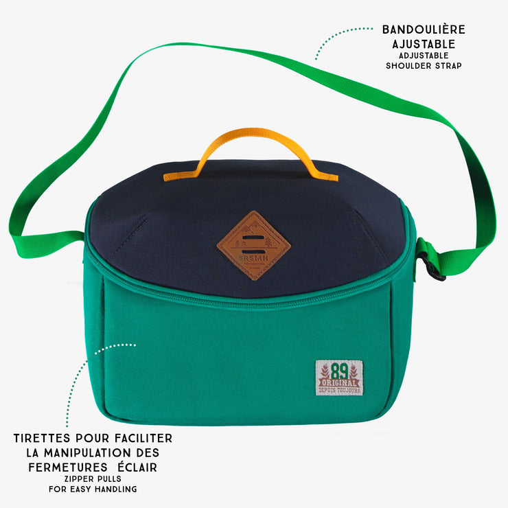 Sac à lunch vert blocs de couleur, enfant || Green color block lunch bag, child