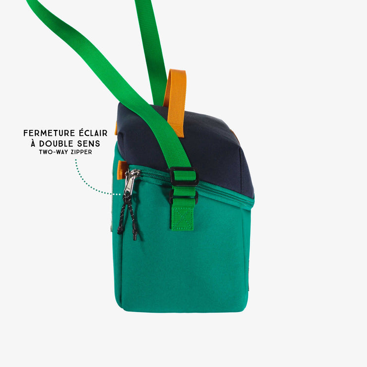 Sac à lunch vert blocs de couleur, enfant || Green color block lunch bag, child