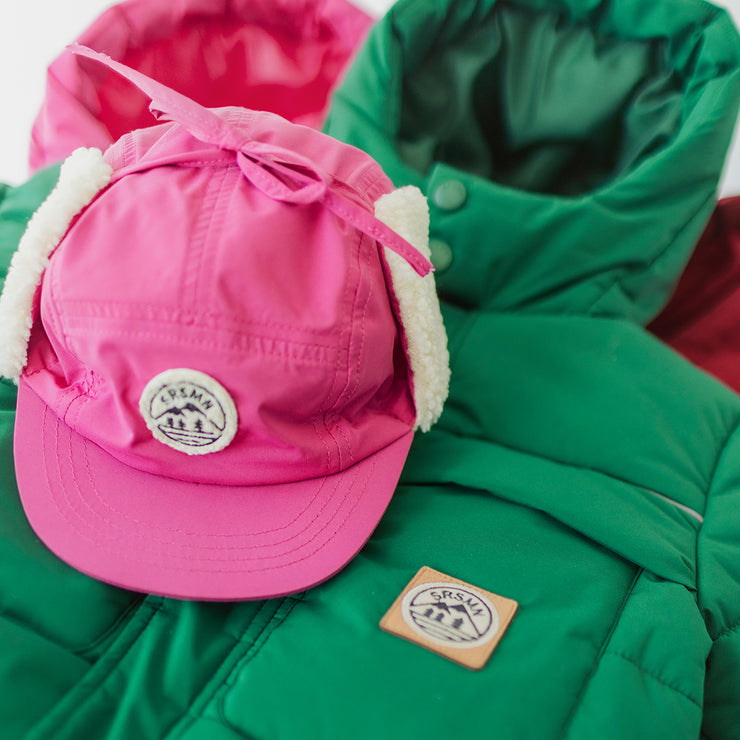 Pink winter cap in  polyester, baby