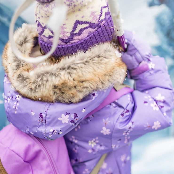 Habit de neige deux pièces violet à motifs, bébé