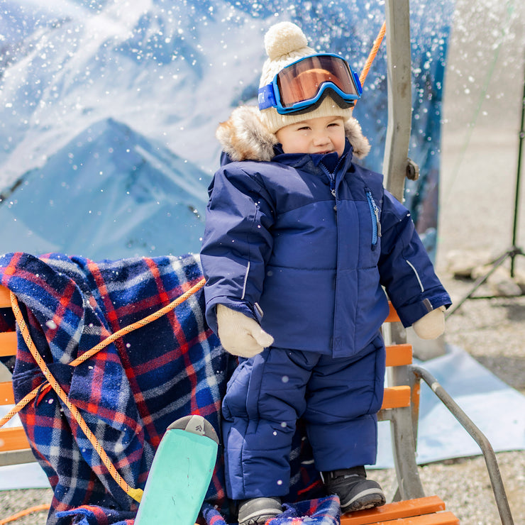 Blue two-piece snowsuit, baby