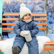 Habit de neige une-pièce bleu effet denim, bébé