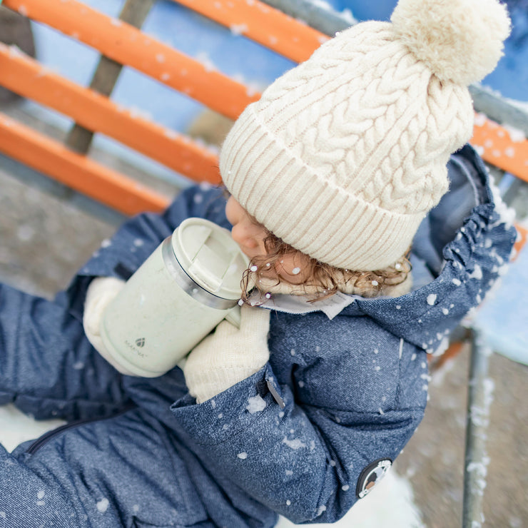 Habit de neige une-pièce bleu effet denim, bébé || Denim-effect blue one-piece snowsuit, baby