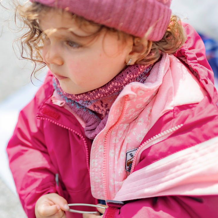 Cache-cou de maille rose, pêche et turquoise à motif, bébé