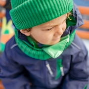 Cache-cou de maille vert, enfant || Green knitted neck warmer, child