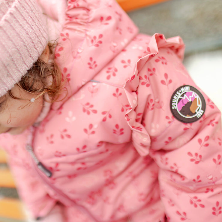 Pale pink floral one-piece snowsuit, baby