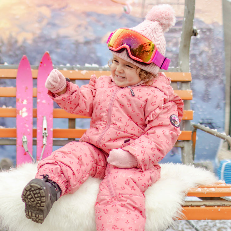 Pale pink floral one-piece snowsuit, baby