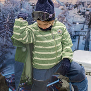 Habit de neige 3 en 1 vert et bleu denim, enfant || Snowsuit 3 in 1 with green and blue denim color block, child