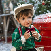 Chemise verte à carreaux en flanelle brossée, bébé || Plaid green shirt in brushed flannel, baby