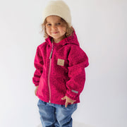 Manteau fuchsia à capuchon en coquille souple, bébé || Fuchsia hooded coat in soft shell, baby