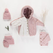 Manteau rose en fausse fourrure réversible, bébé || Reversible faux fur rose coat, baby