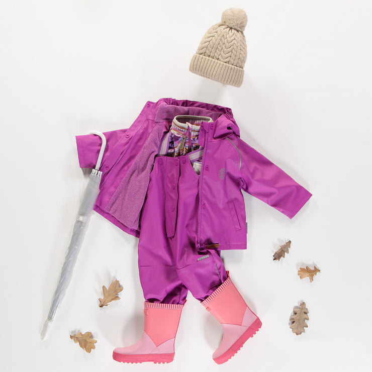 Manteau imperméable mauve en polyuréthane, bébé || Purple waterproof coat in polyurethane, baby