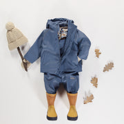 Manteau imperméable bleu en polyuréthane, bébé || Blue waterproof coat in polyurethane, baby