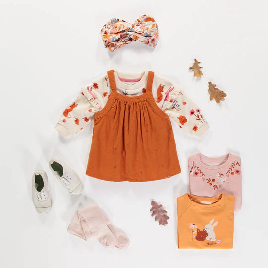 Burnt orange corduroy jumper dress with thin straps baby Souris Mini Souris Mini