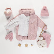 Manteau rose en fausse fourrure réversible, enfant || Reversible faux fur rose coat, enfant