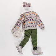 Chandail de maille avec un motif jacquard de fleurs, enfant || Knit sweater with jacquard flower print, child