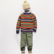 Chandail de maille à rayures orange et vertes, enfant || Knit sweater with orange and green stripes, child