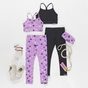 Legging de sport lilas en tissu extensible, enfant || Lilac sports legging in stretch fabric, child