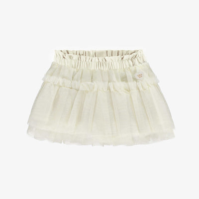 Jupe crème en tulle de polyester, bébé || Cream skirt in tulle of polyester, baby