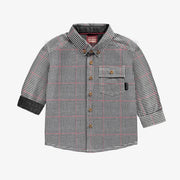 Chemise à manches longues à motif pied de poule en flanelle, bébé || Houndstooth printed long sleeve shirt in flannel, baby