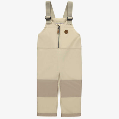 Salopette extérieure beige en coquille souple, enfant || Beige outer overalls in softshell, child