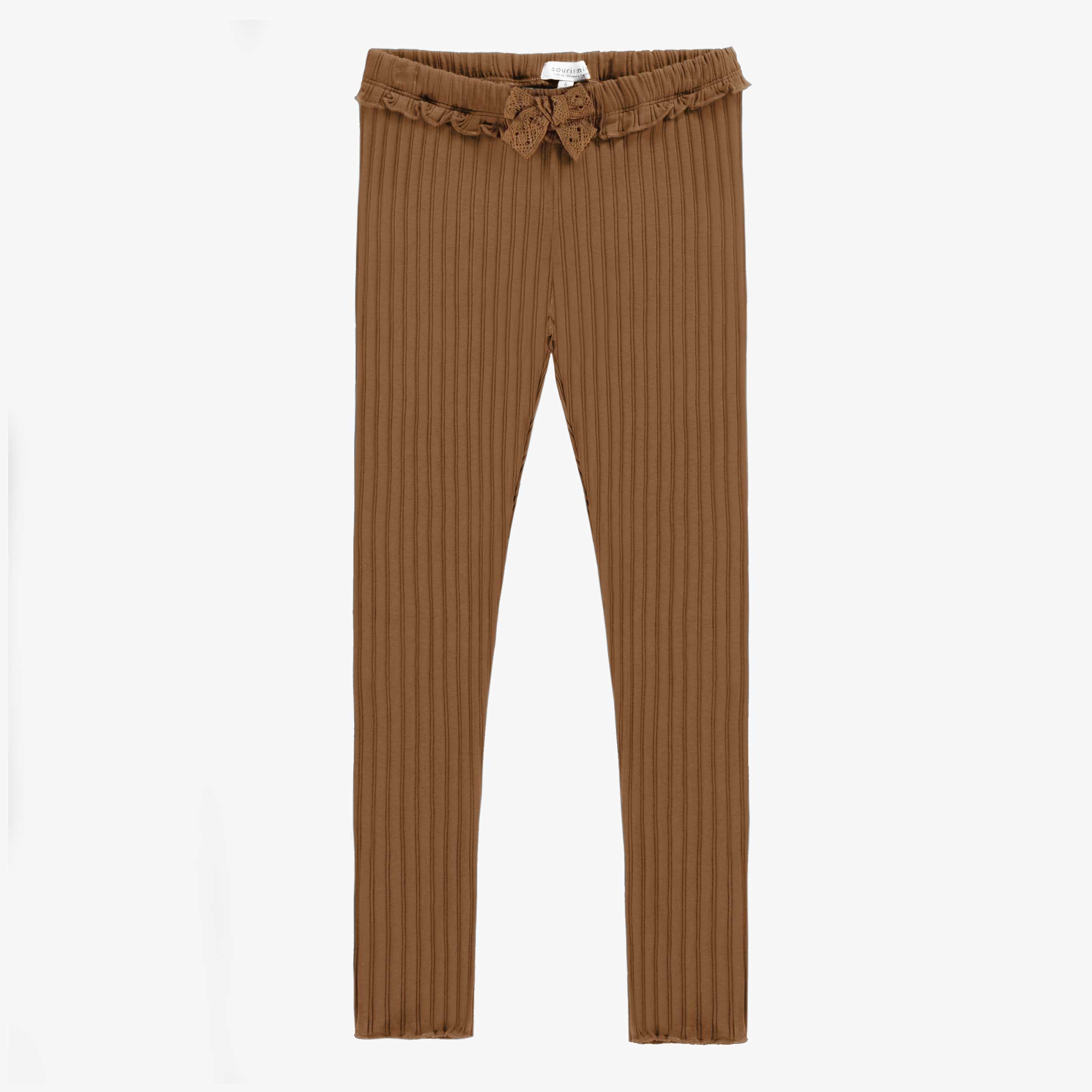 Brown short legging in irregular rib knit, child - Souris Mini – Souris Mini