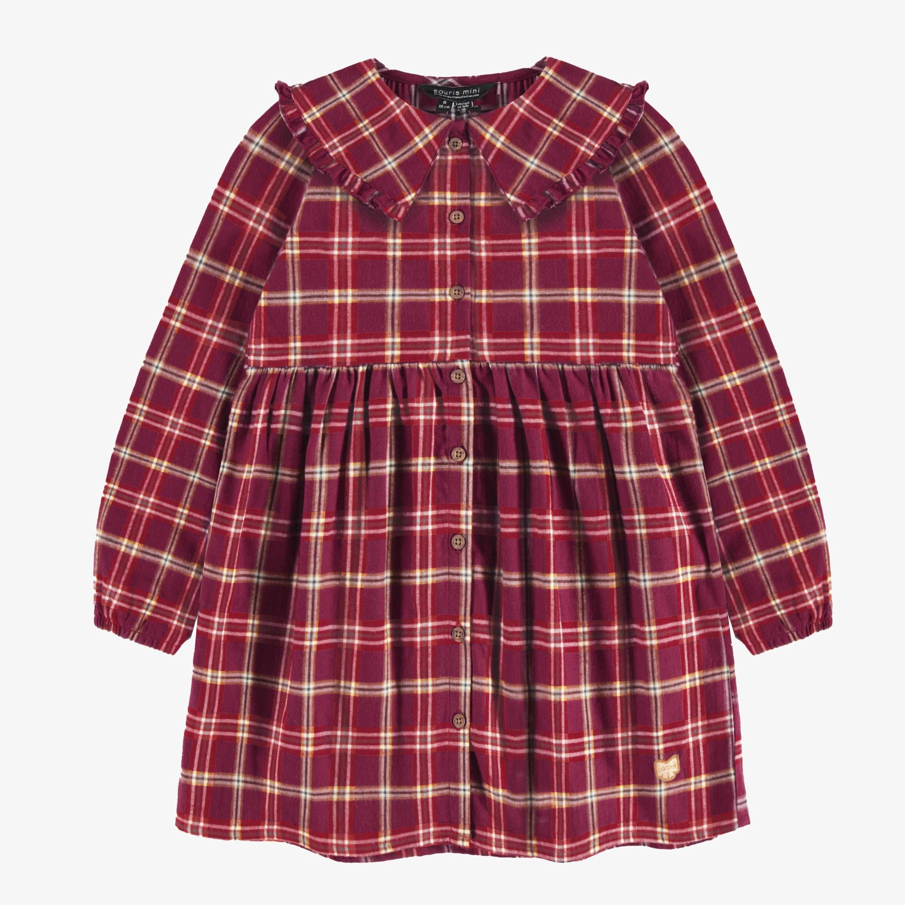 Red 100% Organic Cotton Flannel Nightshirt with Night Cap