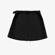 Jupe short noire et blanche à rayures en gabardine de coton, enfant || Black and white striped short skirt in cotton gabardine, child