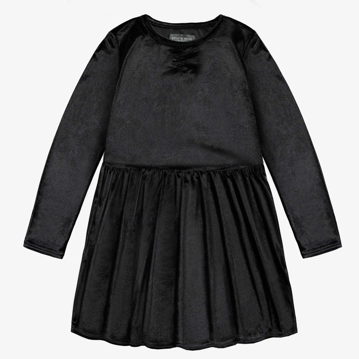 Robe à manches longues avec fronces en velours, enfant || Long sleeved dress with gathers in velvet, child