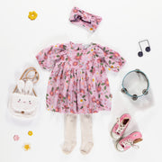 Robe ample à manches longues fleuri, bébé || Loose-fitting long-sleeved floral dress, baby