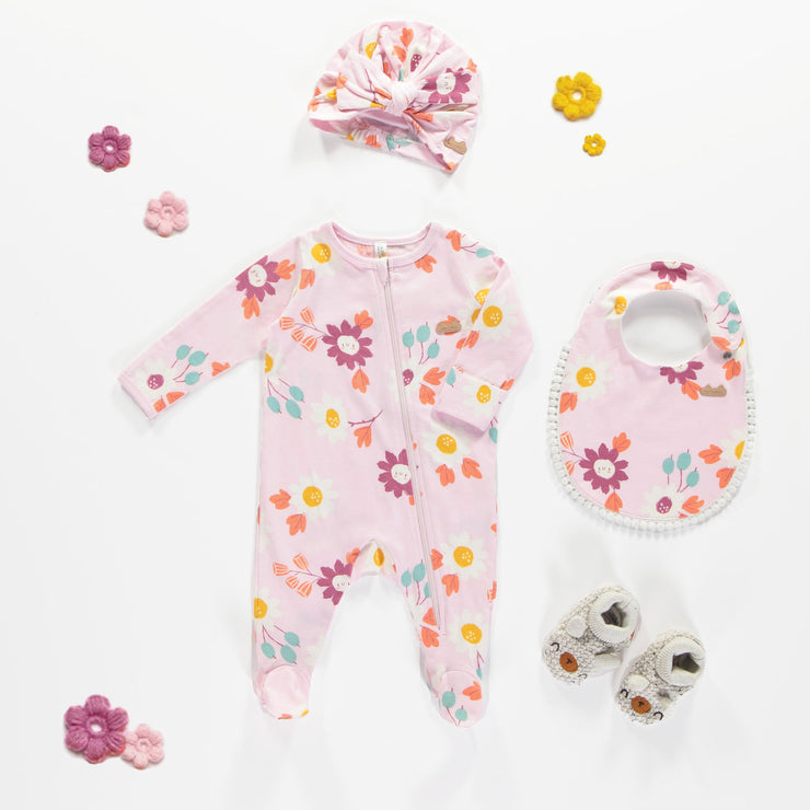 Lilac flowery one piece pajamas in jersey newborn