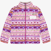 Veste de polar rose à motifs et col montant, adulte || Purple vest with pattern and high collar in fleece, adult