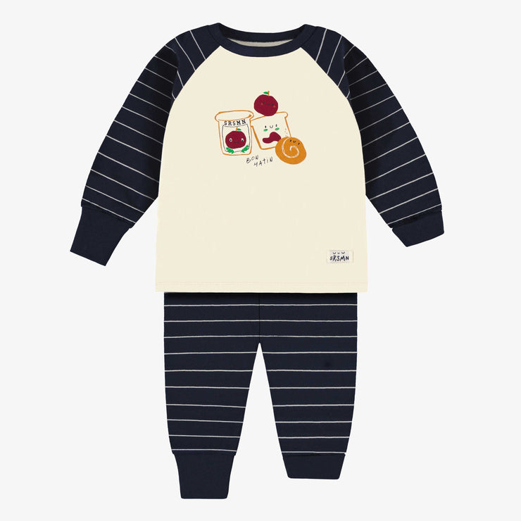 Pyjama deux pieces marine et creme raye avec illustration en jersey baby Souris Mini Souris Mini