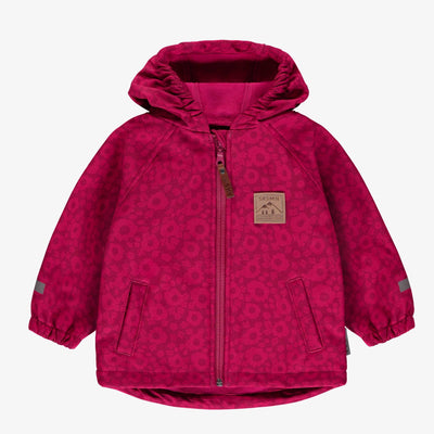 Manteau fuchsia à capuchon en coquille souple, bébé || Fuchsia hooded coat in soft shell, baby