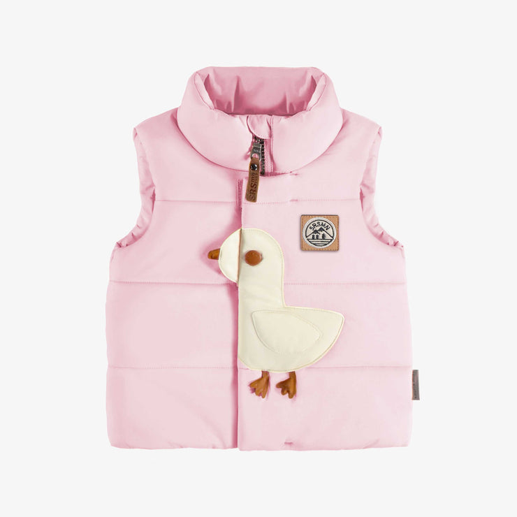 Veste doudoune sans manches rose avec un canard, bébé || Pink sleeveless puffer with a duck, baby