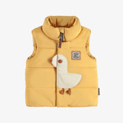 Veste doudoune sans manches jaune avec un canard, bébé || Yellow sleeveless puffer with a duck, baby