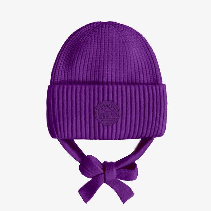 Tuque de maille mauve foncé, bébé || Dark purple knitted toque, baby