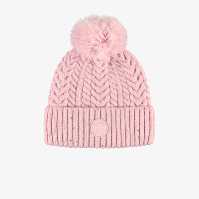 Tuque de maille rose avec pompon, bébé || Pink knitted toque with a pompom, baby