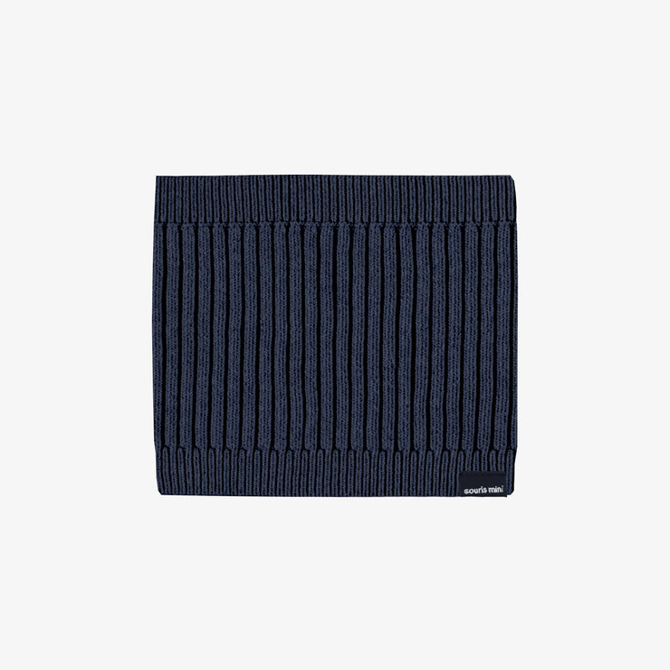 Navy-gray knitted neck warmer, baby