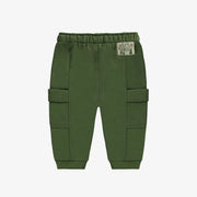 Pantalon coupe décontractée vert avec poches cargo en coton français, bébé || Relaxed fit green pants with cargo pockets in French terry, baby