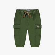 Pantalon coupe décontractée vert avec poches cargo en coton français, bébé || Relaxed fit green pants with cargo pockets in French terry, baby