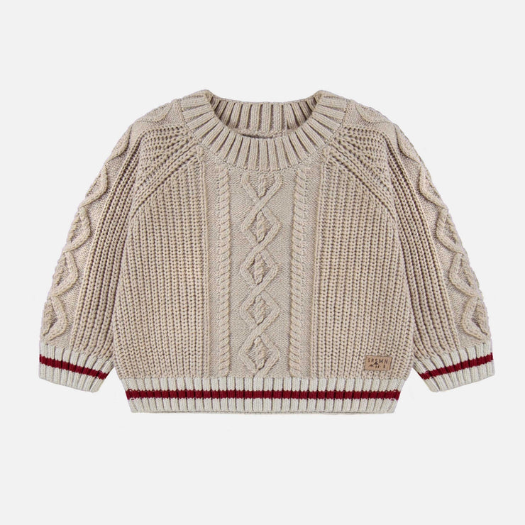 Chandail en tricot beige coupe decontractee effet bas de laine bebe